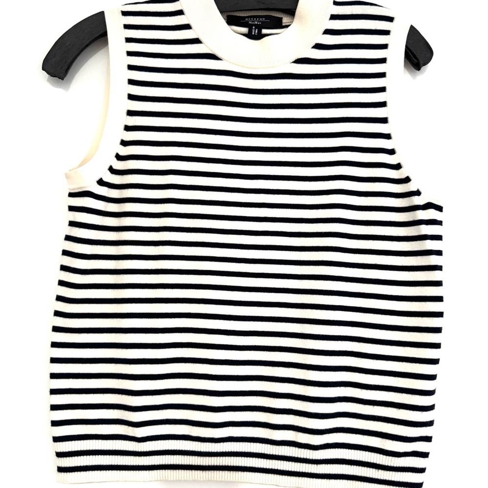 MaxMara Cream Ribbed Sweater with Black Trim